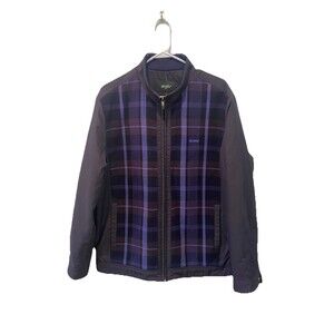 Wolsey Plaid Tartan Wool Golf Jacket Full Zip Purple Men's Sz Large